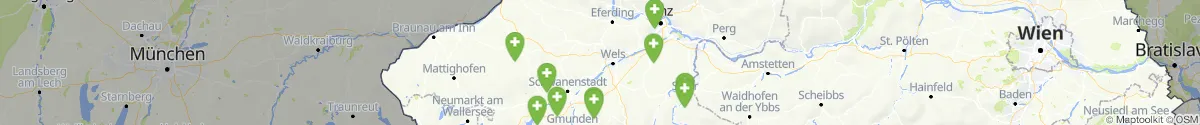 Kartenansicht für Apotheken-Notdienste in Oberösterreich